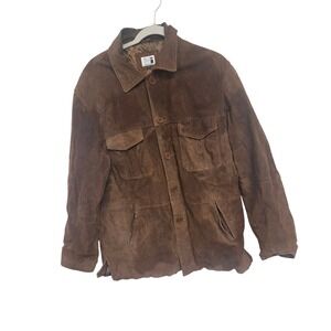 Vintage Michael Hoban North Beach Leather Brown Jacket Mens Medium Button Front